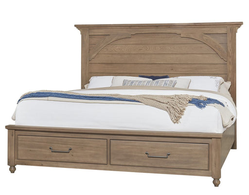 Vaughan Bassett Vista King Mansion Storage Bed in Natural Oak image