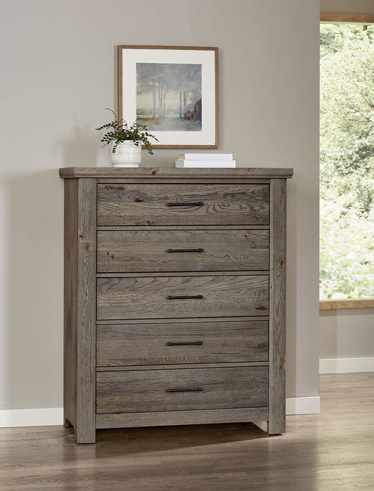 Vaughan Bassett Yellowstone 5 Drawer Chest in Dapple Grey