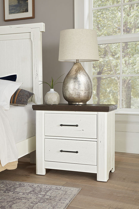 Vaughan Bassett Yellowstone 2 Drawer Nightstand in White & Buckskin