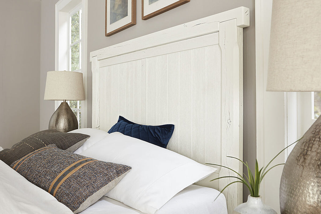 Vaughan Bassett Yellowstone King American Dovetail Panel Bed in White & Buckskin