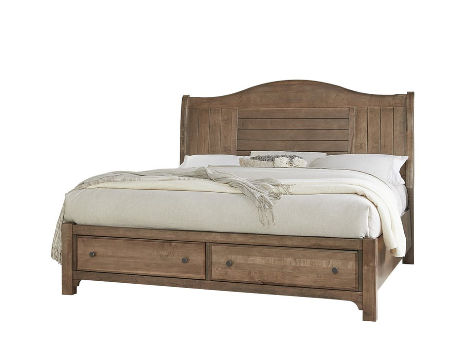 Vaughan Bassett Cool Farmhouse Sleigh King Bed with Storage in Natural image