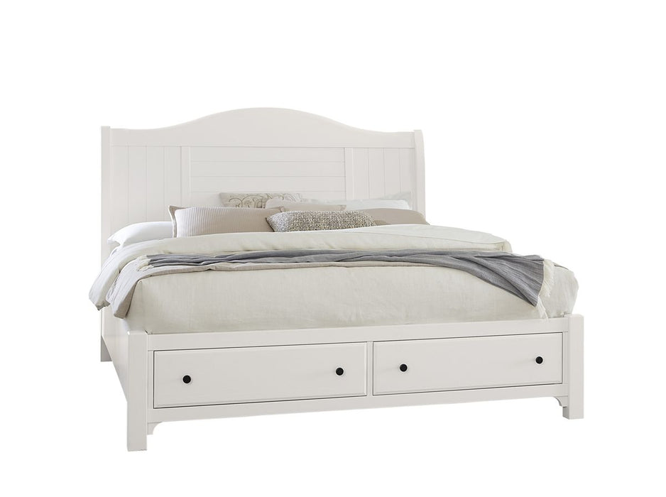 Vaughan Bassett Cool Farmhouse Sleigh King Bed with Storage in Soft White image