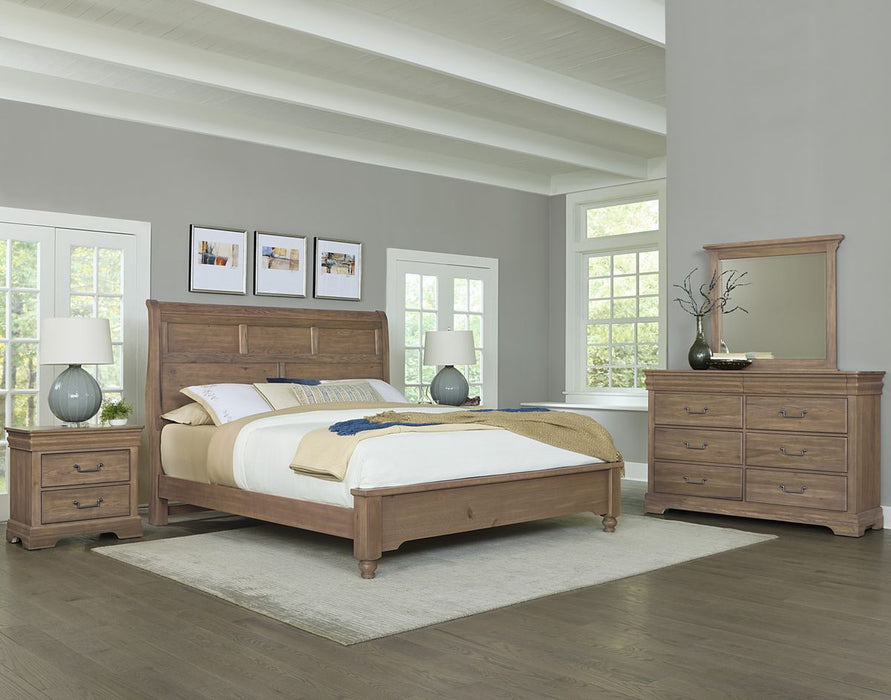 Vaughan Bassett Vista King Sleigh Bed in Natural Oak
