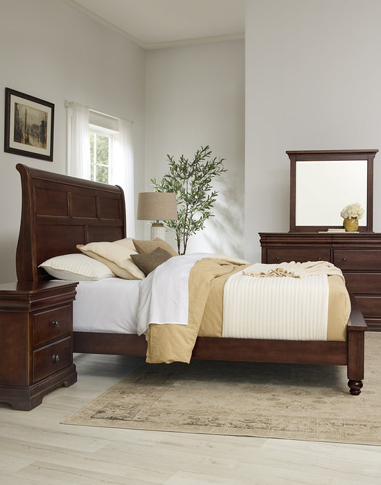 Vaughan Bassett Vista Queen Sleigh Bed in Warm Cherry